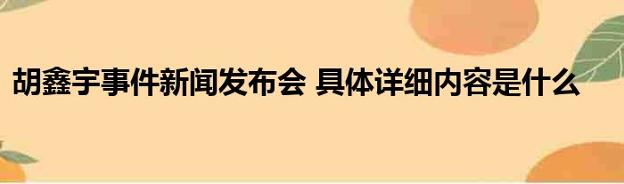胡鑫宇事件新闻发布会 具体详细内容是什么