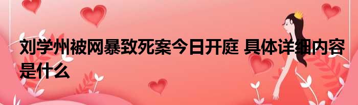 刘学州被网暴致死案今日开庭 具体详细内容是什么