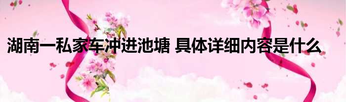 湖南一私家车冲进池塘 具体详细内容是什么