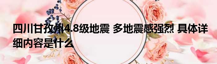 四川甘孜州4.8级地震 多地震感强烈 具体详细内容是什么