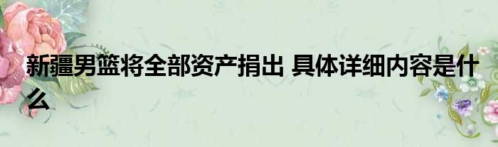 新疆男篮将全部资产捐出 具体详细内容是什么