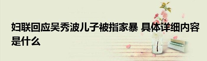 妇联回应吴秀波儿子被指家暴 具体详细内容是什么