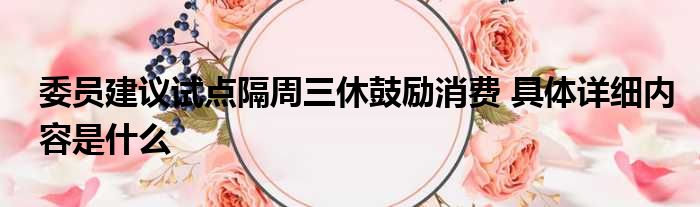 委员建议试点隔周三休鼓励消费 具体详细内容是什么