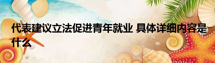 代表建议立法促进青年就业 具体详细内容是什么
