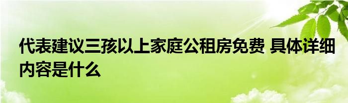 代表建议三孩以上家庭公租房免费 具体详细内容是什么