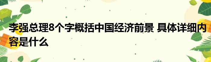 李强总理8个字概括中国经济前景 具体详细内容是什么