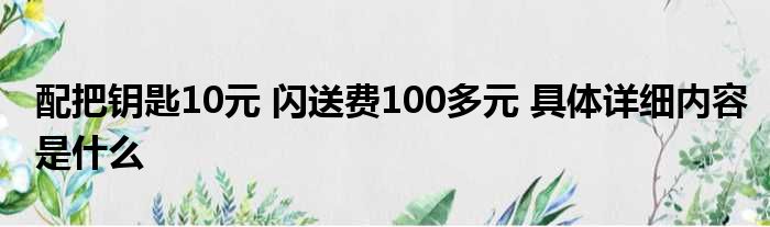 配把钥匙10元 闪送费100多元 具体详细内容是什么