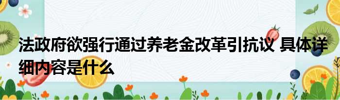 法政府欲强行通过养老金改革引抗议 具体详细内容是什么