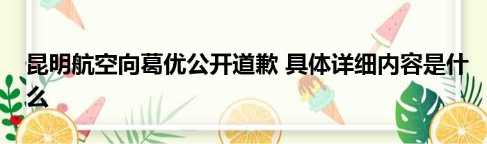 昆明航空向葛优公开道歉 具体详细内容是什么