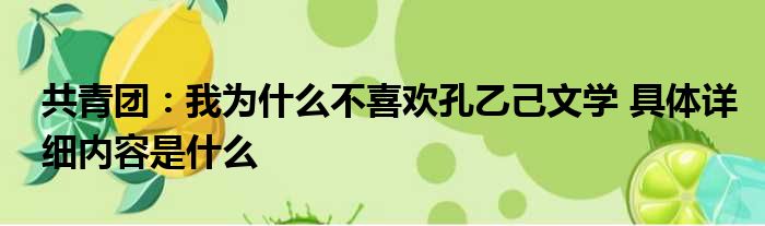 共青团：我为什么不喜欢孔乙己文学 具体详细内容是什么