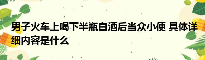 男子火车上喝下半瓶白酒后当众小便 具体详细内容是什么