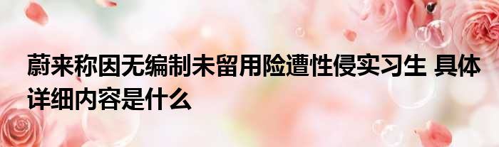 蔚来称因无编制未留用险遭性侵实习生 具体详细内容是什么