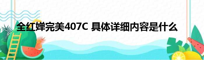全红婵完美407C 具体详细内容是什么