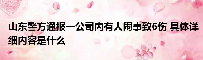 山东警方通报一公司内有人闹事致6伤 具体详细内容是什么