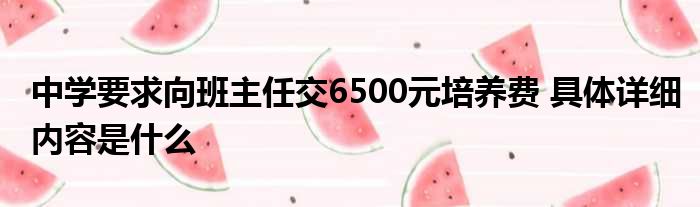 中学要求向班主任交6500元培养费 具体详细内容是什么