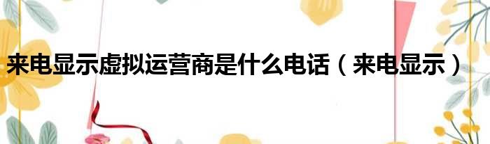 来电显示虚拟运营商是什么电话（来电显示）