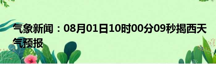 气象新闻：08月01日10时00分09秒揭西天气预报